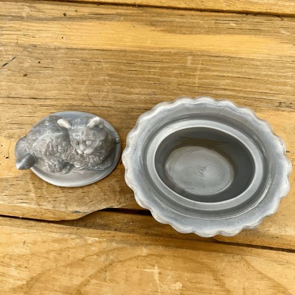 Mosser Glass Marble Gray Mini Cat Salt on Basket - Picture 4 of 4